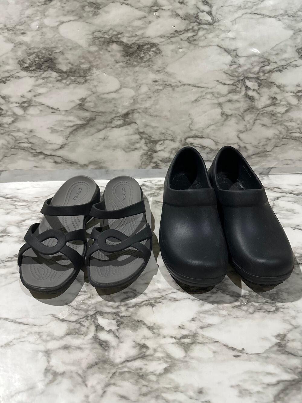 2 pair of crocs size 6